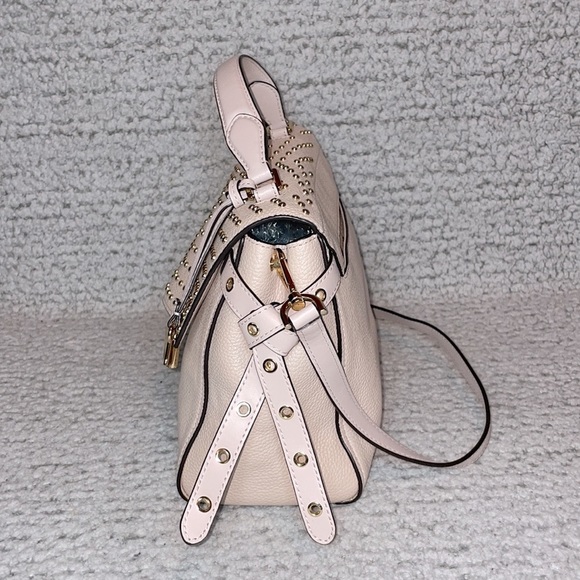 Michael Kors Bristol Studded Leather Satchel Crossbody Purse Shoulder Bag Pink - Picture 9 of 16